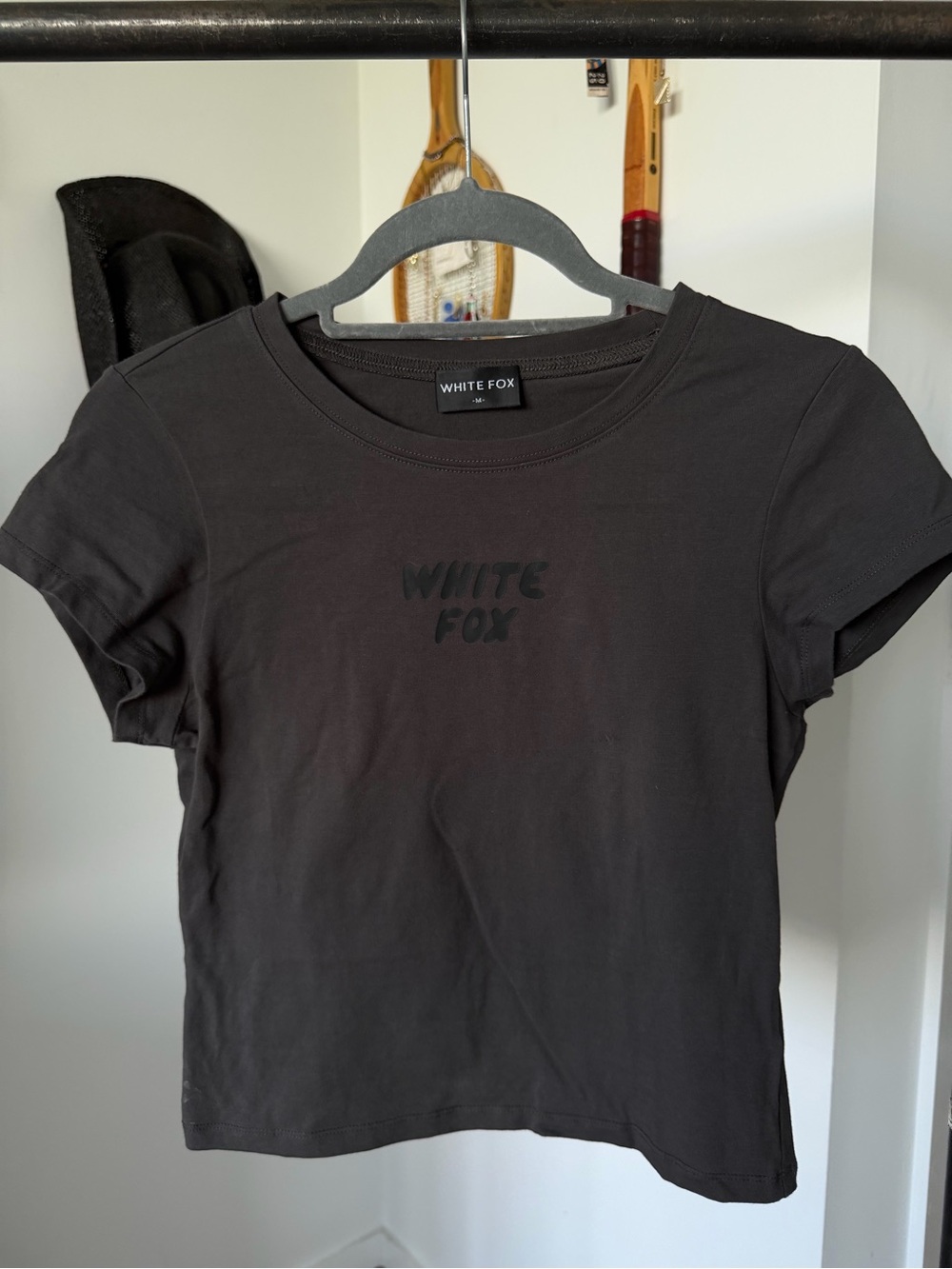 White Fox Boutique Black Logo Crop Tee